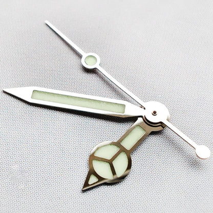 17mm C3 Super Green Lume watch hands for NH35 NH36 NH38 NH70 NH72 movements, luminous and precise.