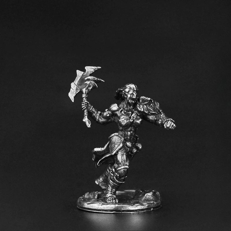 Orc Battle Axe Warrior Copper Miniature Figurine White Bronze Wargame 318-2