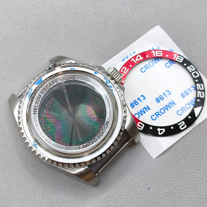 44mm Watch Case for Deep SEA for NH34 NH35 NH36 Black Red Bezel Solid Back