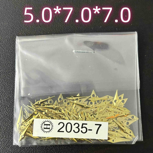 Lot de 100 aiguilles de montre en forme de flèche dorée de 7 mm pour Miyota 2035 2115 2305 PC21 