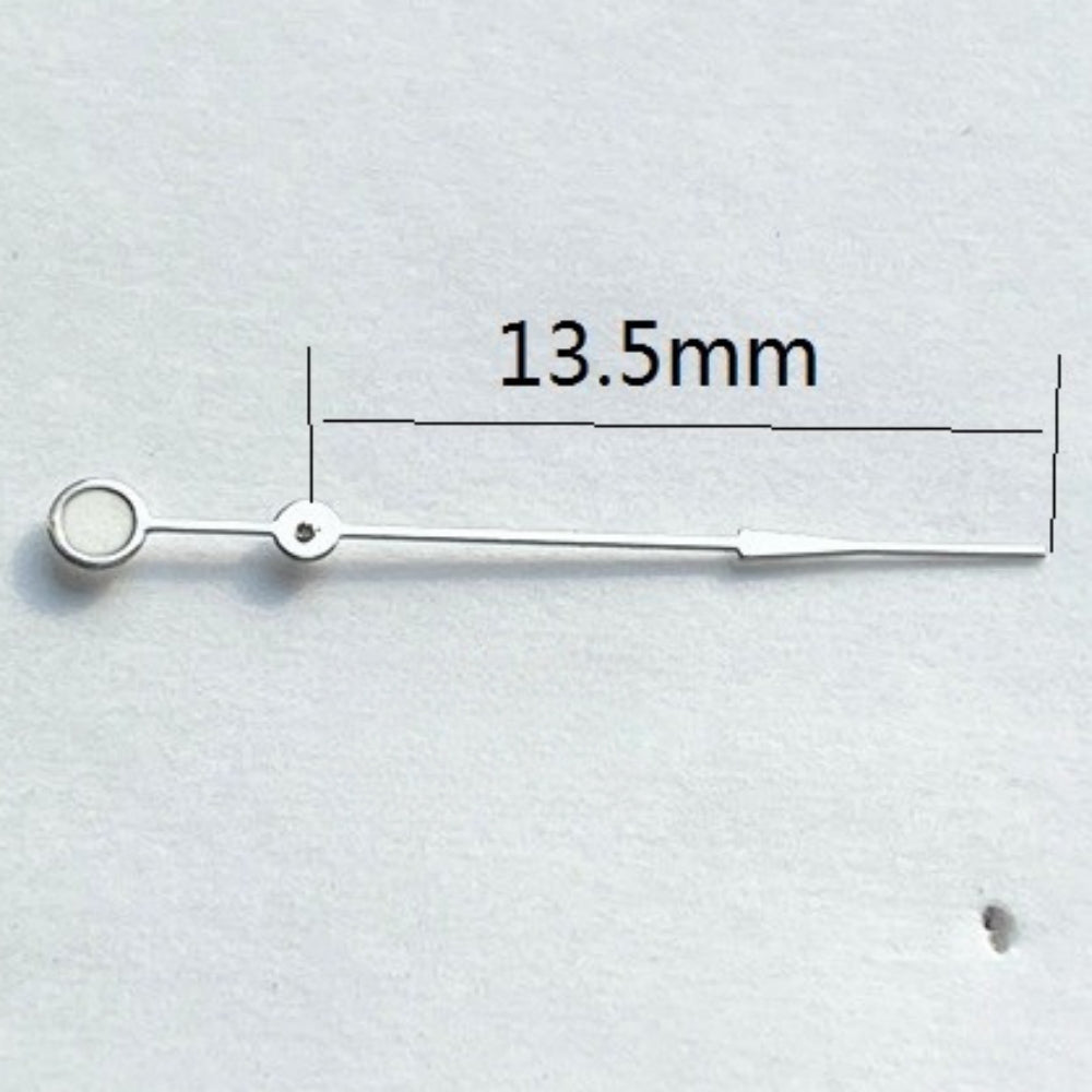 Set of 3 white painted green lume watch hands for Lady Seagull ST6 mechanical movement, 13.5mm length.