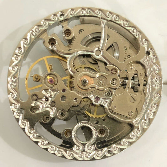 32.5mm 7120 Big Mechanical Watch Movement with Silver Hollow Design, China Made, 3 Hands
