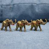 Solid Copper Elephant Trinket Vintage Hand Carved Bronze Model Figurines