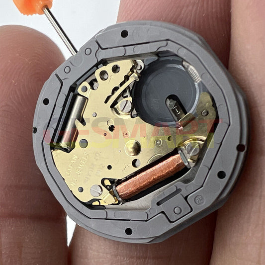 Black dial watch with Miyota 1M12 quartz movement, date display at 6, and three hands.