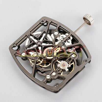 Asian HZ1C02A barrel-shaped automatic watch with silver, gold, and black details for elegant style