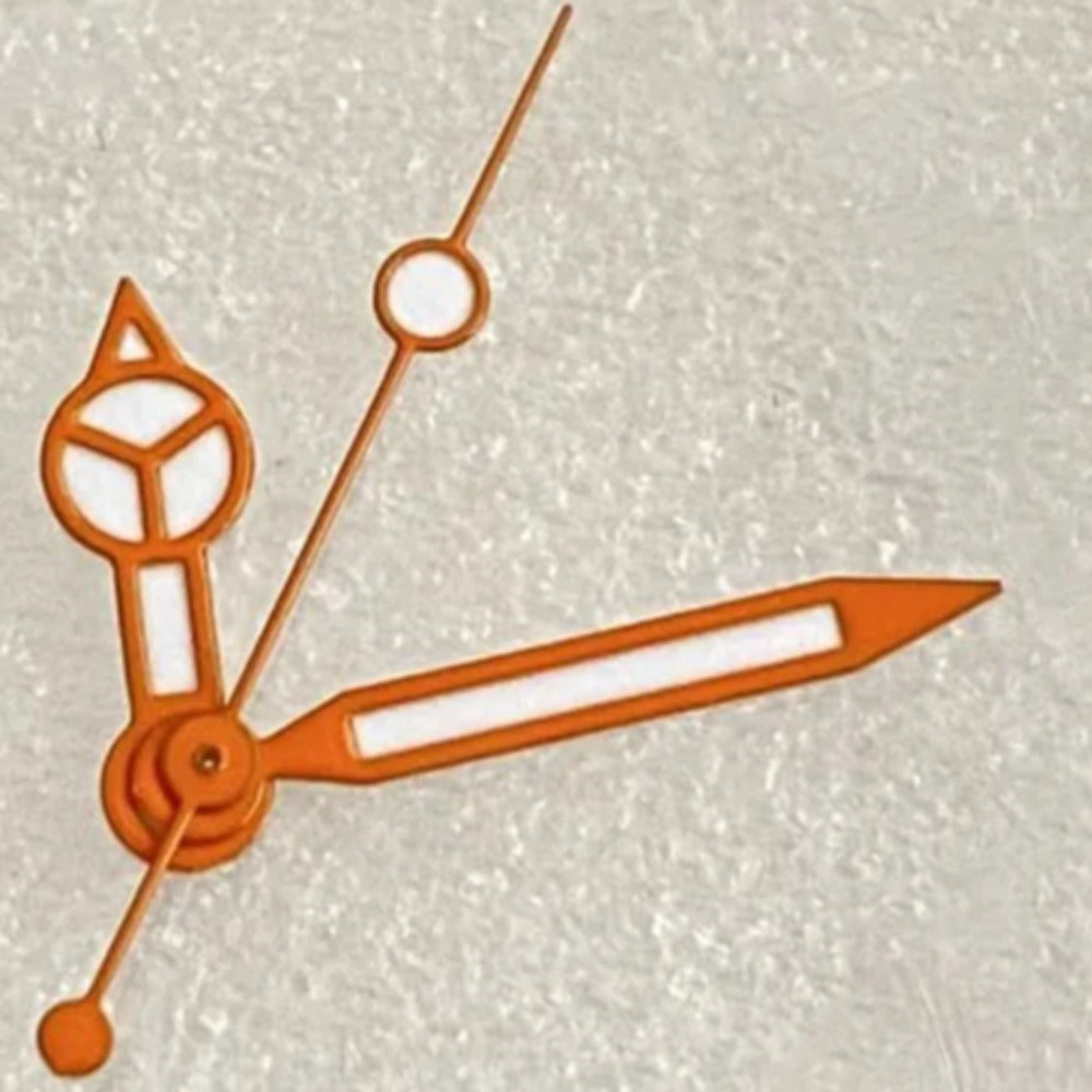 Aiguilles de montre à lumignon vert, garniture orange 8 mm x 12 mm x 12,5 mm, pour NH34, NH35, NH36, NH38, NH39