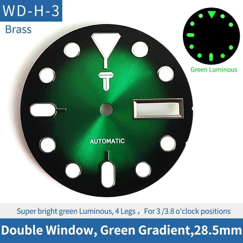 Gradient Green 28.5mm Watch Dial Fit For Skx007 Skx009 Sprd NH35 NH36 Movement