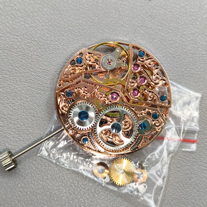 Rose Golden ST3600 6497 Carved Hollow Hand Winding Manual Mechanical Movement