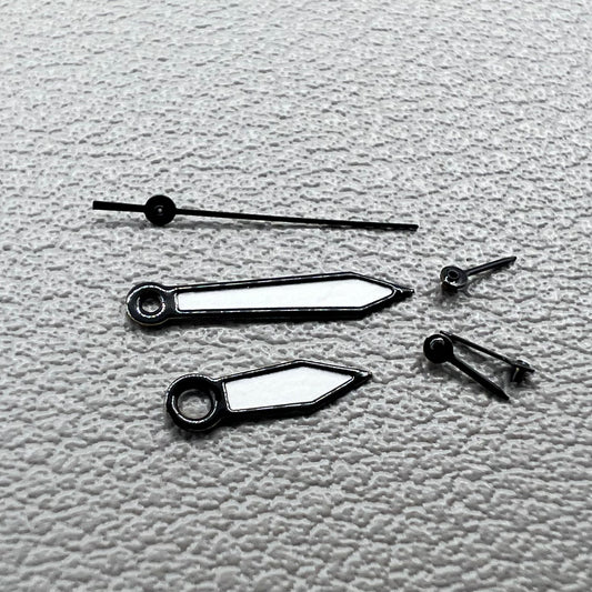 2 Sets/Pack White Painted Black Trim Watch Hands for Miyota OS10 OS20 OS22 OS60 OS80