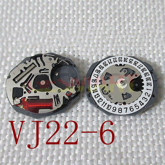 Hattori Epson TMI VJ22 watch quartz movement with date window at 3 and 6 o'clock, Japan made.