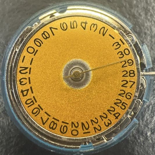 Tianjin Seagull 2813 watch movement with single calendar and golden disk, precision mechanical accessory.