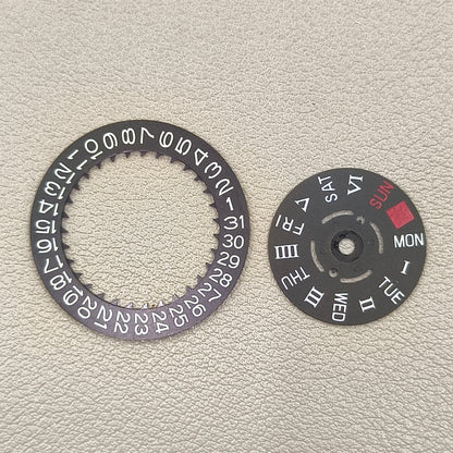 Black Roman /English Font Date Disk Wheel Week for NH36 Movement Crown@3.8