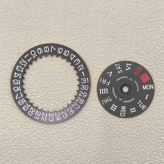 Black Roman /English Font Date Disk Wheel Week for NH36 Movement Crown@3.8