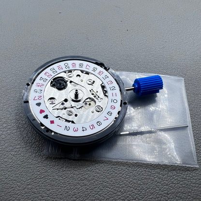 Seiko NH35A automatic mechanical movement with black spade hand, crown at 3 o'clock for SKX007.