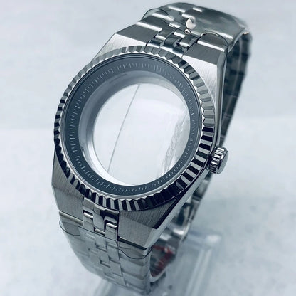 Gold 40mm Land-Dwellwe 904L Watch Case+Strap Sapphire Glass For NH34 NH35 NH36