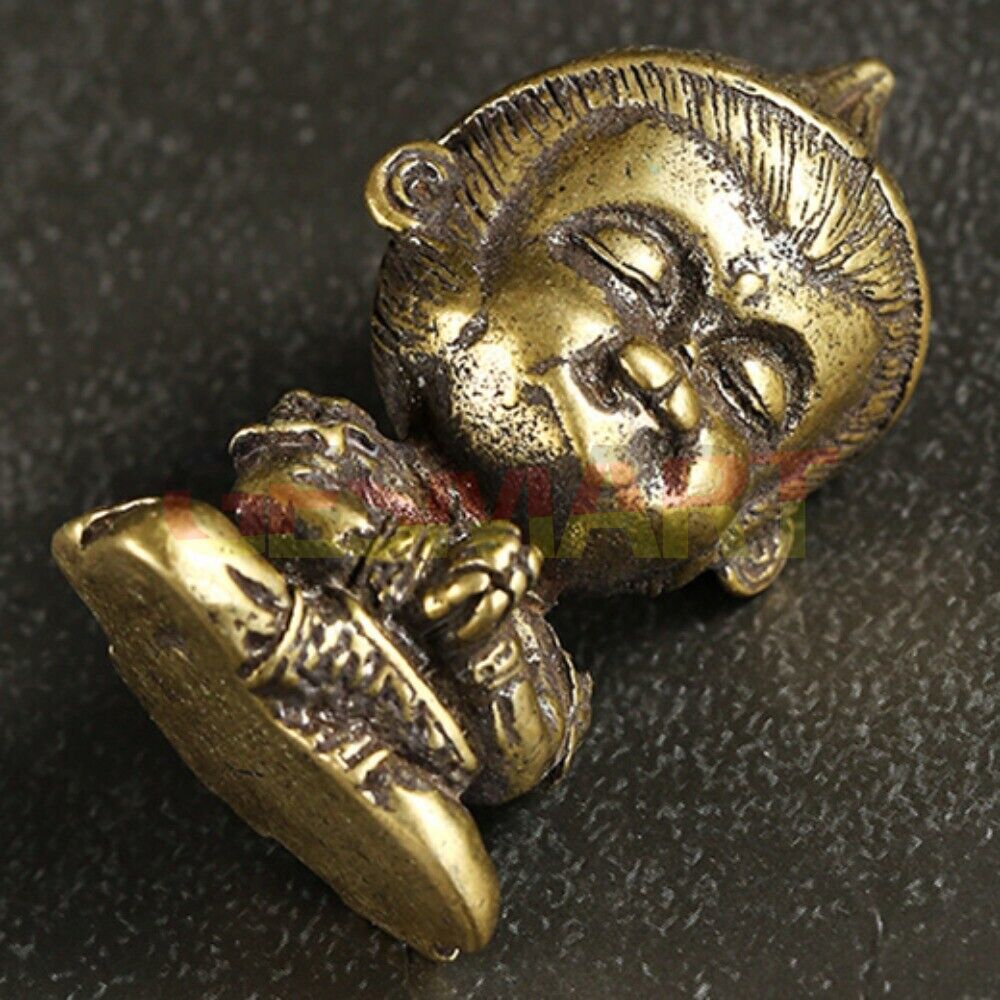 Solid copper Sun WuKong trinket, vintage hand-carved bronze with intricate craftsmanship.