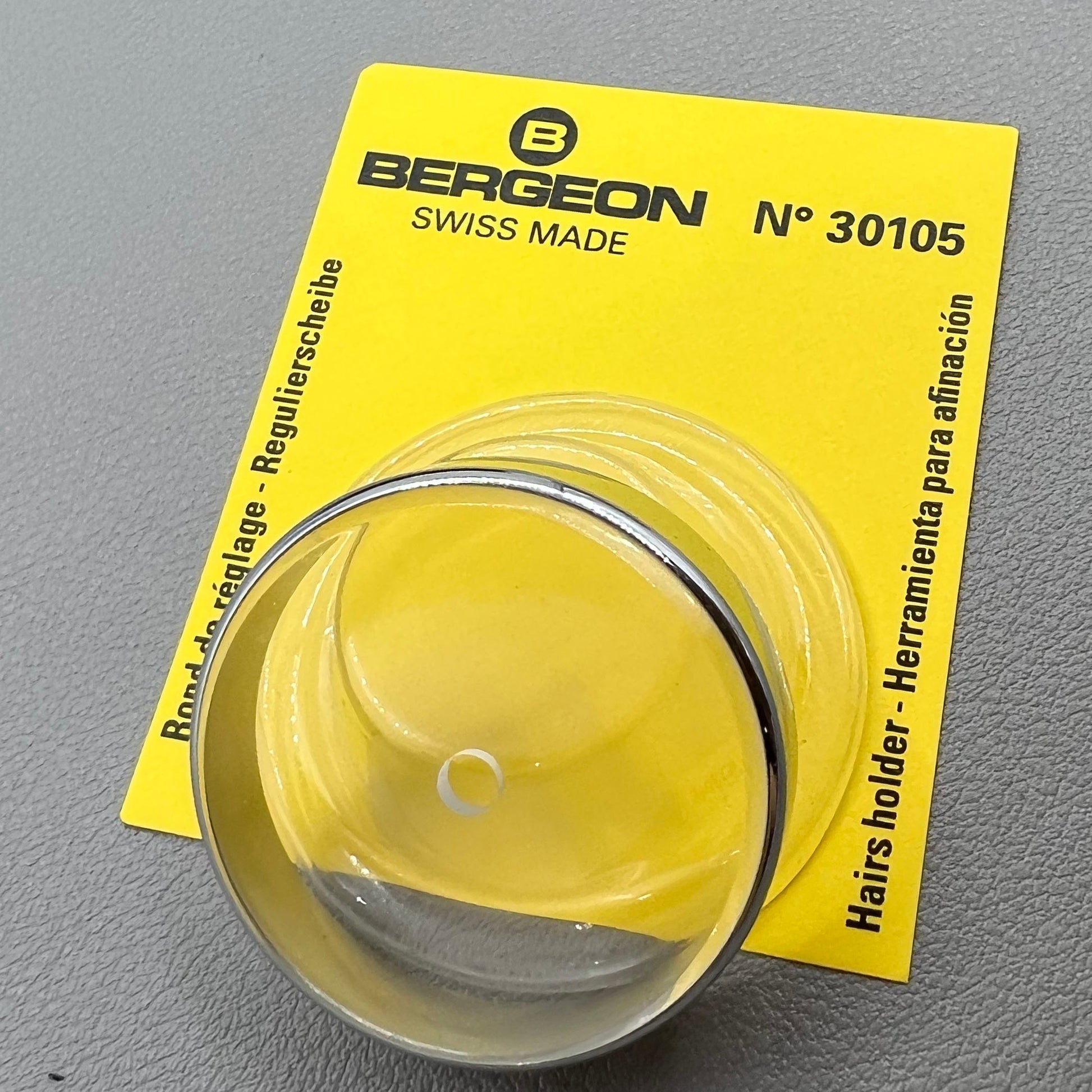 Swiss Bergeon 30105 hairspring holder, 3.50mm center hole, precision tool for watch repair