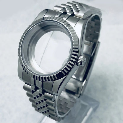 36mm/40mm Fluted Bezel Case Sapphire Glass For Mod  Steel Case Fit Nh35 Nh36