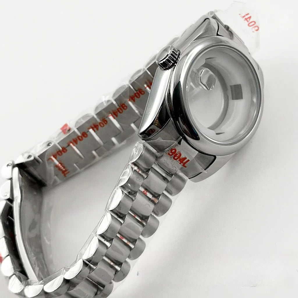 31MM Round Bezel Sapphire Glass Presidential bracelet Watch Case for NH05 NH06