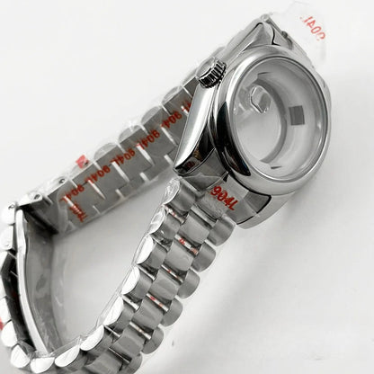 31MM Round Bezel Sapphire Glass Presidential bracelet Watch Case for NH05 NH06