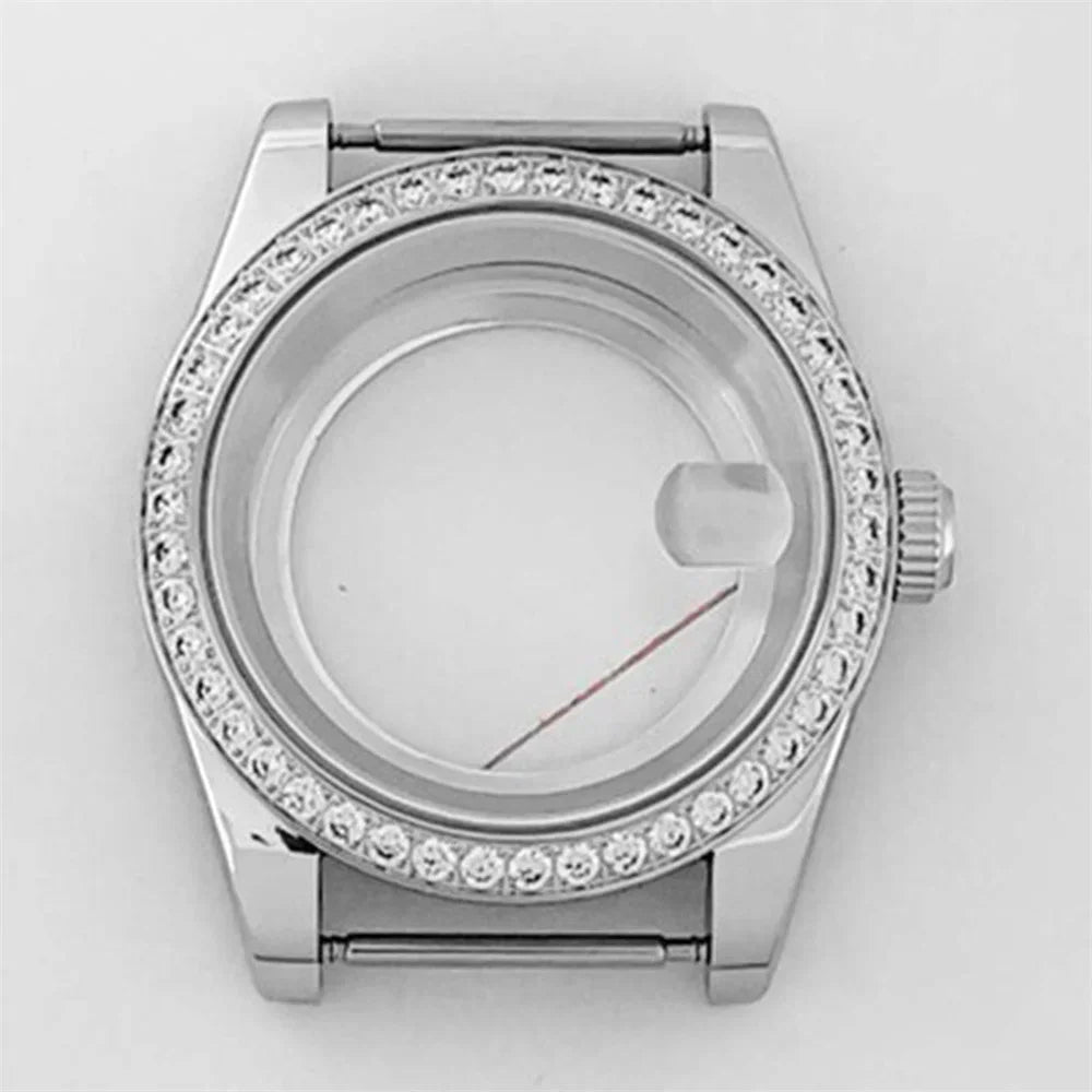 39mm Stainless Steel Diamond Sapphire Glass Watch Case for NH35 NH36 Movement