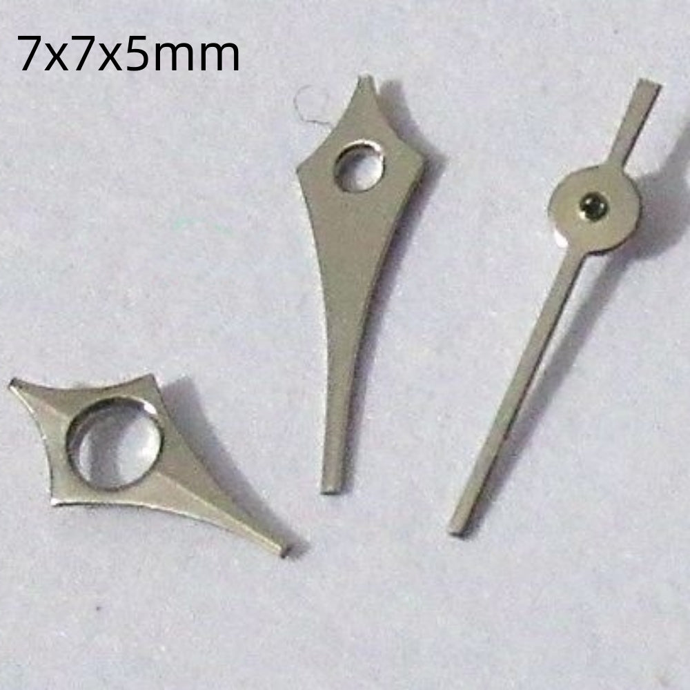 7mm silver painted watch hands set compatible with Miyota 2035 2115 2105 2305 movements.
