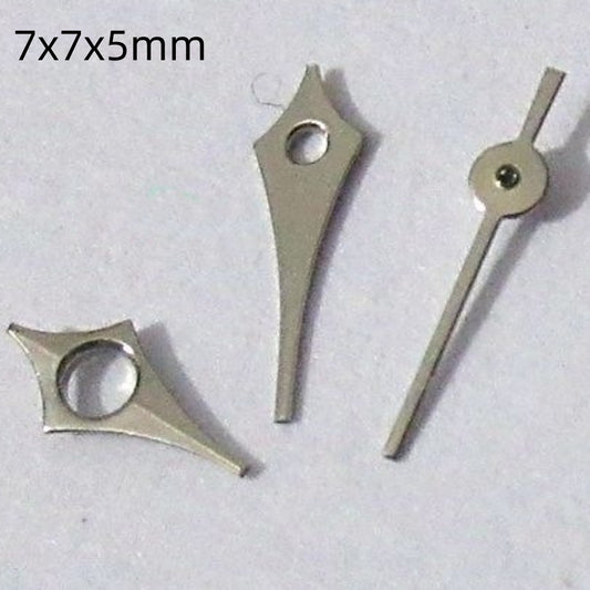 7mm silver painted watch hands set compatible with Miyota 2035 2115 2105 2305 movements.