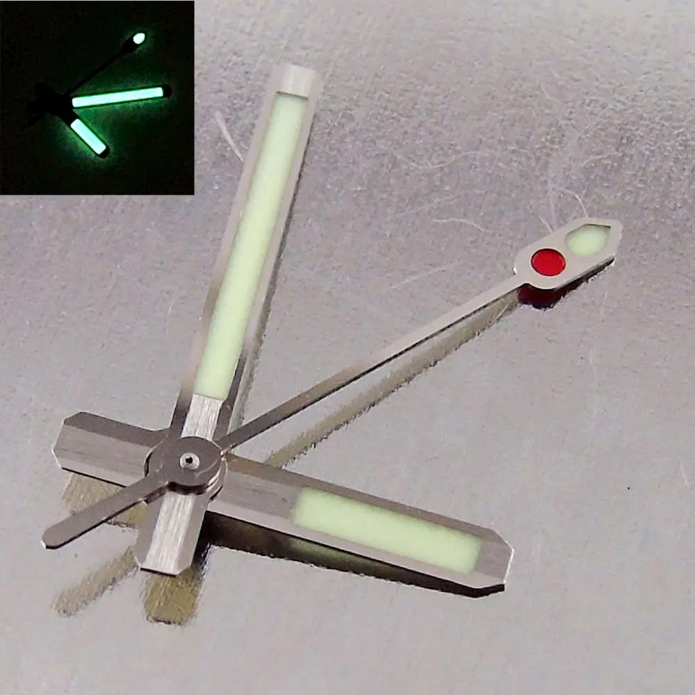 Super Japan C3 luminous watch hands set for NH35 NH36 movement, precise wristwatch replacement needles.