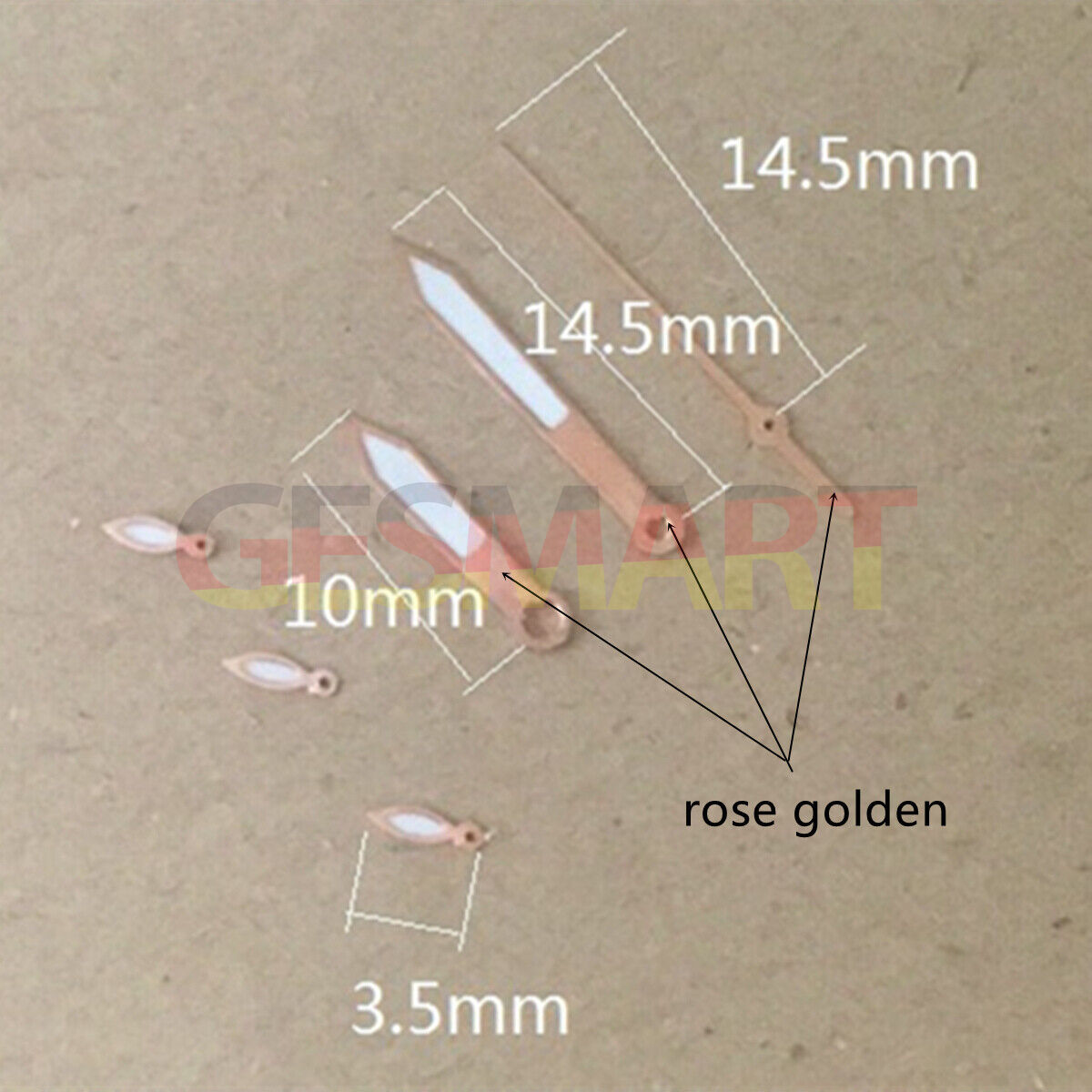 Rose Golden Trim White Painted Watch Hands, 14.5mm, compatible with Miyota OS10 OS20 OS60 OS80, stylish upgrade