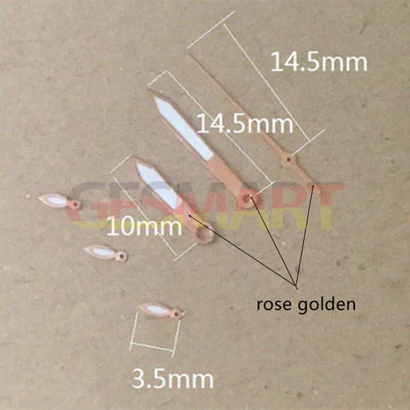 14.5mm Rose Golden Trim White Painted Watch Hands for Miyota OS10 OS20 OS60 OS80