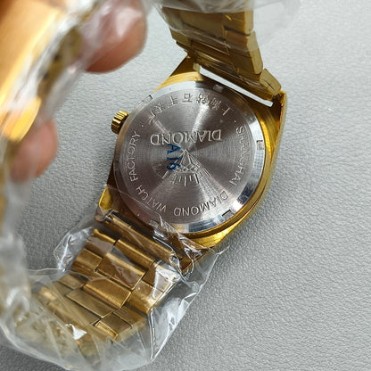 33mm Diamond Shanghai Made Manual Mechanical Golden Watch 17 Jews Single Calendar
