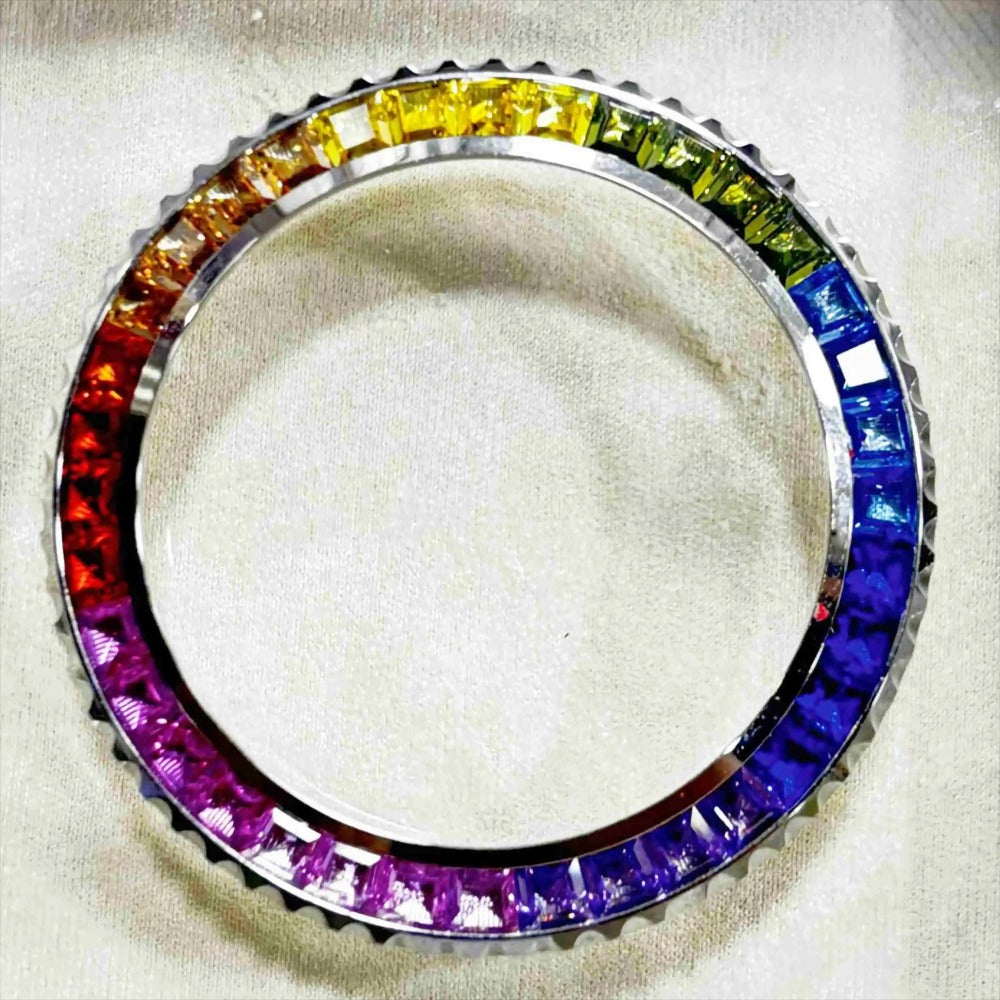 Gradient Rainbow Daytona T-Shaped Square Diamond Moissanite Watch Bezel Fit For 116599