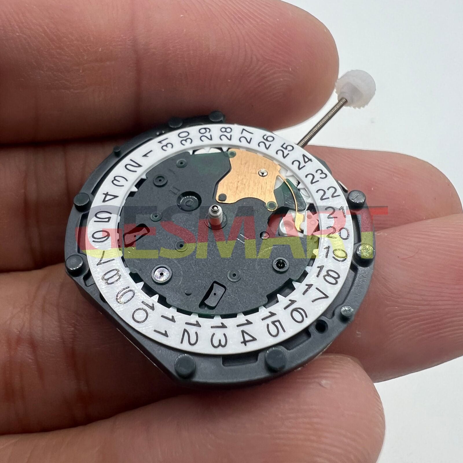 Sunon PE48 quartz watch movement with 2 hands, date at 3 o'clock, and small second at 6 position