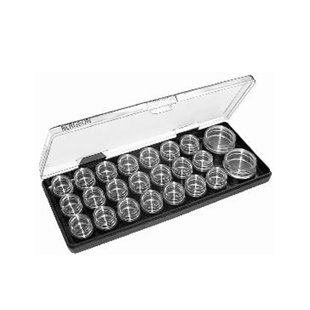 Bergeon 6088-D plastic storage box with 21 compartments for organized watch accessory storage and protection