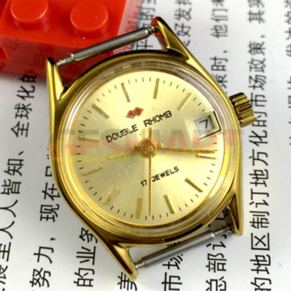 Beijing Double Rhomb black dial manual mechanical lady watch with single calendar date.