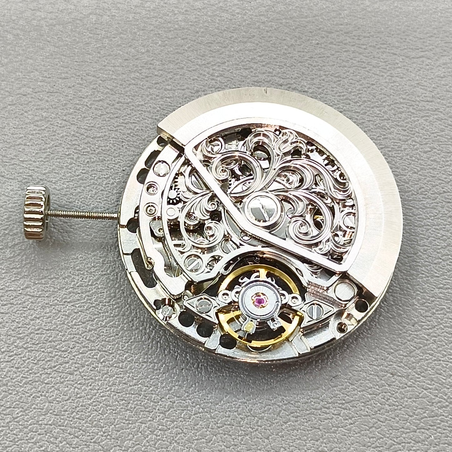 Silver Hollow Carved Automatic Mechanical Movement 7750 Movement