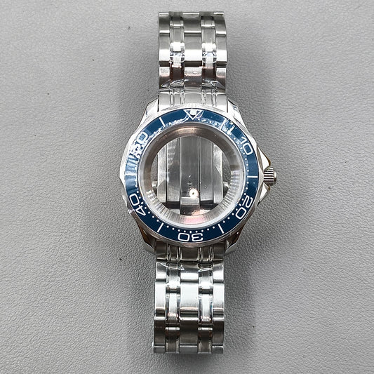 41mm 316L Silver Watch Case for Seamaster 300 NH35 NH36 NH38 NH34 Sapphire Glass