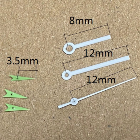 Green small second hand, 8x12x12mm, compatible with Miyota JS15 quartz movement watches.