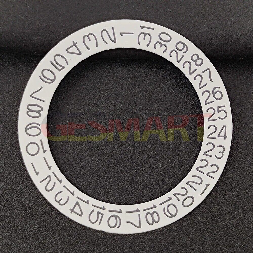 Black and grey date disk overlay for NH35 NH36 watch movement on white background, brand-quality accessory.