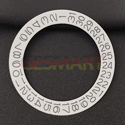 Black and grey date disk overlay for NH35 NH36 watch movement on white background, brand-quality accessory.