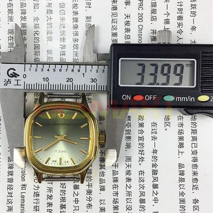 33mm Shanghai watch with golden hour markers and gradient dark green dial, classic manual mechanical design by Shanghai.