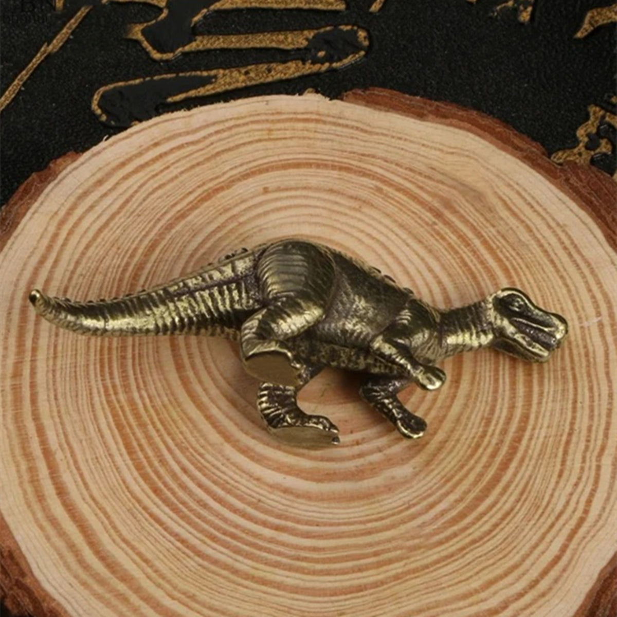 Vintage bronze finish hand-carved solid copper Tyrannosaurus figurine, perfect for collectors.
