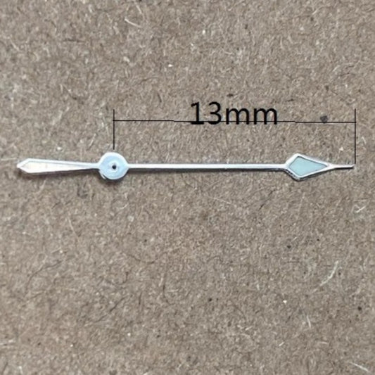 Set of 3 silver-trimmed green lume second hands for Miyota FS00 FS01 FS10 watch movements.