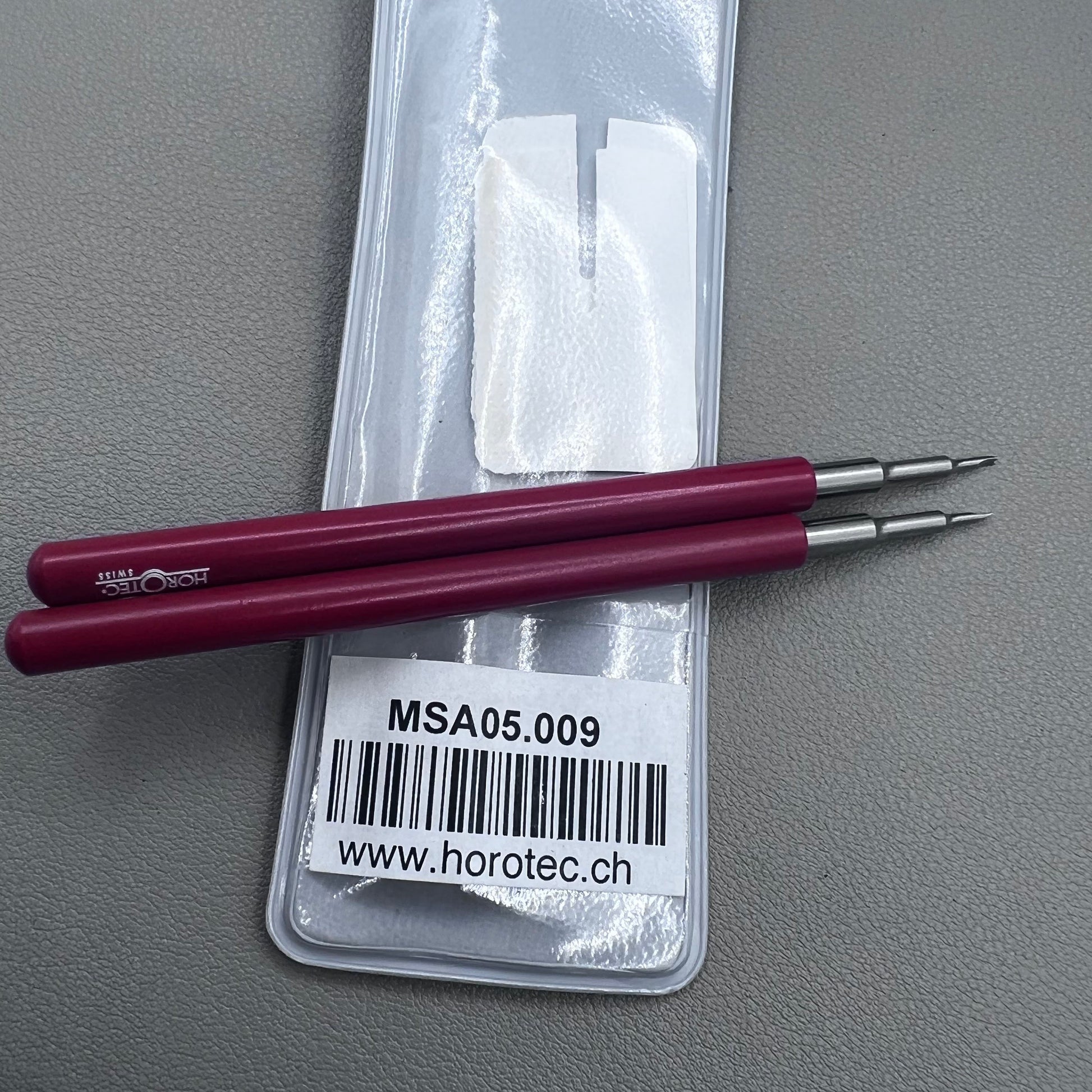 Swiss Horotec MSA05.009 watch hand lifting levers for precise hand removal in watch repair.