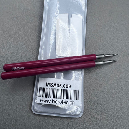 Swiss Horotec MSA05.009 watch hand lifting levers for precise hand removal in watch repair.