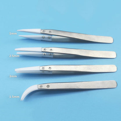 PTFE anti-static tweezers resistant to acid, alkali, and high temperatures for precise watch accessory handling.