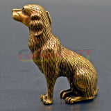 Solid Copper Cute Puppy Trinket Vintage Hand Carved Bronze Model Figurines