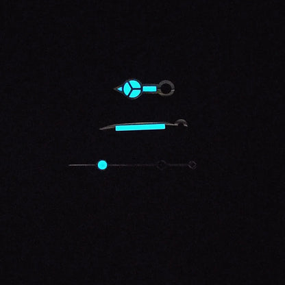 Blue-green luminous watch hands compatible with NH35, NH36, ETA 2836, 2824, Miyota 8205, 8215 movements.