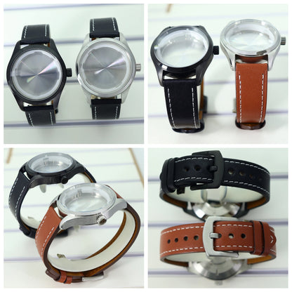 40mm Watch Cases Steel Leather Strap For NH35 NH36 NH38 Eta 2824 Waterproof