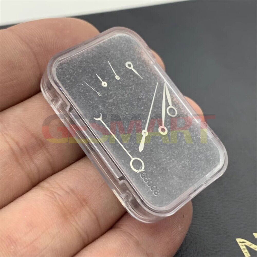 Blue, silver, and gold watch hands set for ETA7751 movement, precision repair accessory.